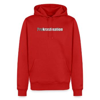 Procrastination - Sweat à capuche Premium bio Homme - rouge - Devant - Nico (187cm)