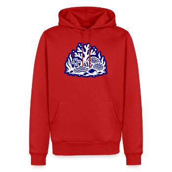 Océan récif corallien - Sweat à capuche Premium bio Homme - rouge - Devant - Nico (187cm)