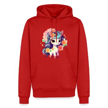 Licorne pastel avec couronne de fleurs - Sweat à capuche Premium bio Homme - rouge - Devant - Nico (187cm)