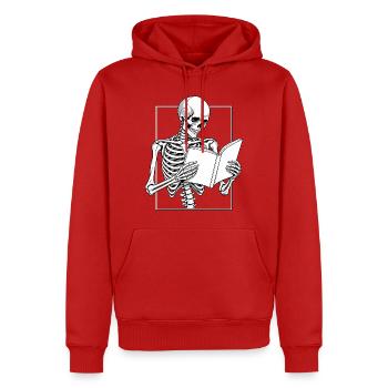Skelett im Roman versunken - Männer Premium Bio Hoodie - Rot - Vorne - Nico (187cm)