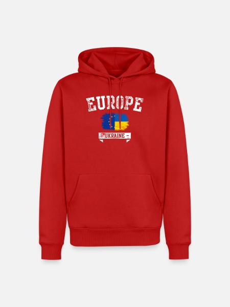 Europa, Ukraine Pinselflaggen-Emblem - Männer Premium Bio Hoodie - Rot