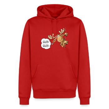 Guck Guck Elch Tiermotiv Skandinavien Elche - Männer Premium Bio Hoodie - Rot - Vorne - Nico (187cm)