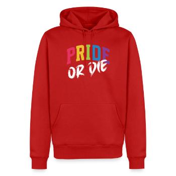 LGBT-Pride-Monat – Pride or Die - Männer Premium Bio Hoodie - Rot - Vorne - Nico (187cm)
