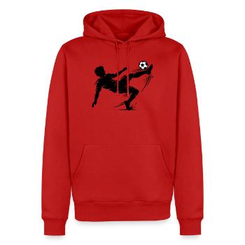 Fallrückzieher Fussball Silhouette - Männer Premium Bio Hoodie - Rot - Vorne - Nico (187cm)