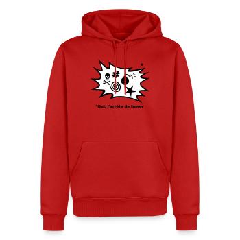 Effectivement, J'arrête de fumer... - Sweat à capuche Premium bio Homme - rouge - Devant - Nico (187cm)