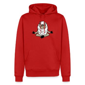 mouton détendu paisible yoga lotus méditation - Sweat à capuche Premium bio Homme - rouge - Devant - Nico (187cm)