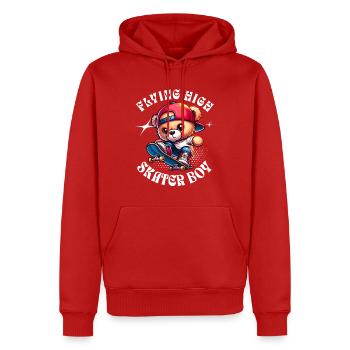 Ours en peluche skateur sur skateboard - Sweat à capuche Premium bio Homme - rouge - Devant - Nico (187cm)