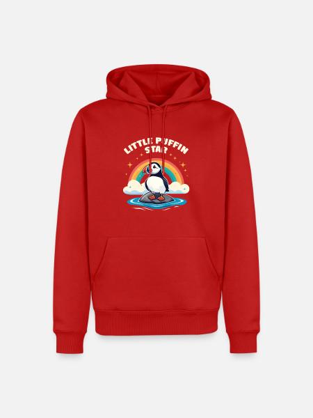 Kleiner Puffin Star – Papageitaucher Regenbogen - Männer Premium Bio Hoodie - Rot