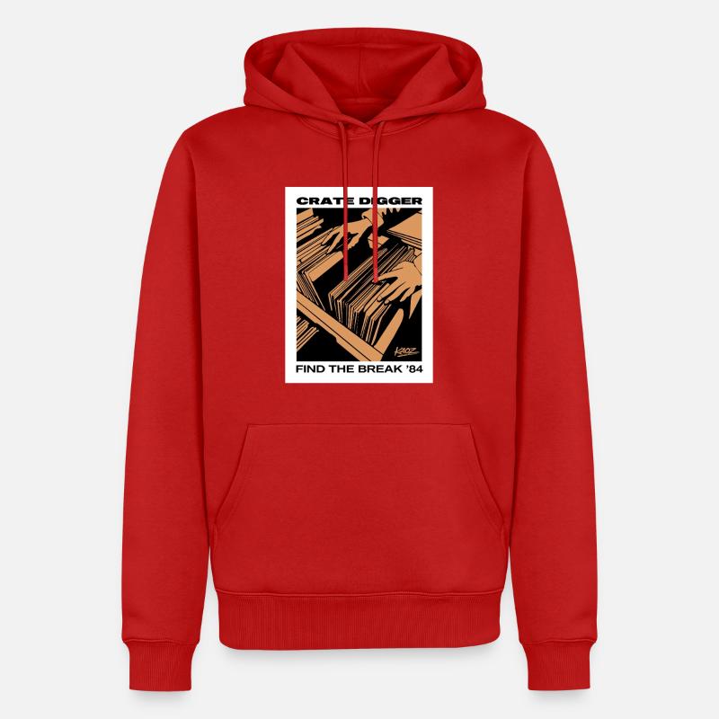 Affiche vinyle Crate Digger 84 - Sweat à capuche Premium bio Homme - rouge