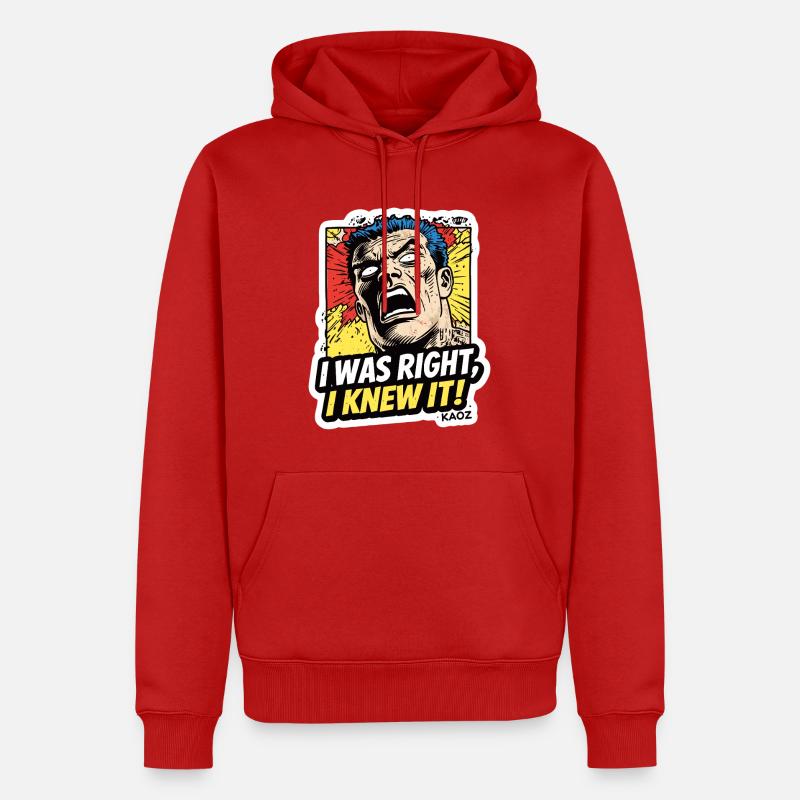 J’avais raison, je le savais, comique - Sweat à capuche Premium bio Homme - rouge
