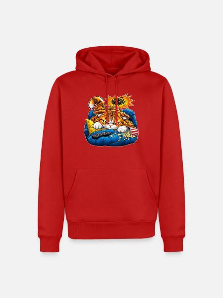 Grimmige SofaKatze - Männer Premium Bio Hoodie - Rot