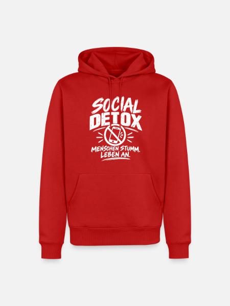 Social Detox – Menschen stumm. Leben an. - Männer Premium Bio Hoodie - Rot