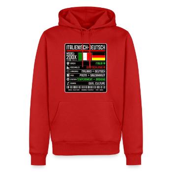 Deutschitaliener - zwischen zwei Kulturen 200x - Männer Premium Bio Hoodie - Rot - Vorne - Nico (187cm)