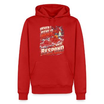 Rettungsschwimmer Where Others Panic We Respond - Männer Premium Bio Hoodie - Rot - Vorne - Nico (187cm)