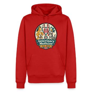 Tiermedizin Logo Haustiere Herz - Männer Premium Bio Hoodie - Rot - Vorne - Nico (187cm)