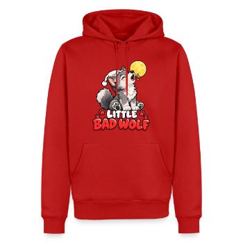 Mondschein Wolf mit Wintermütze - Männer Premium Bio Hoodie - Rot - Vorne - Nico (187cm)
