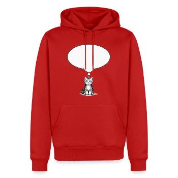 Katzenbaby sitzend mit Denkblase weiss - Männer Premium Bio Hoodie - Rot - Vorne - Nico (187cm)