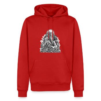 Düsterer Waldtroll im Mondschein - Männer Premium Bio Hoodie - Rot - Vorne - Nico (187cm)