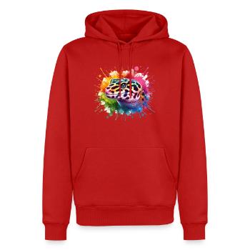 Leopardgecko Motiv - Männer Premium Bio Hoodie - Rot - Vorne - Nico (187cm)