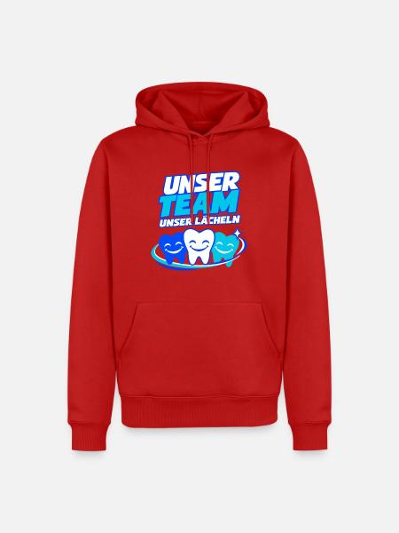 Unser Team Unser Lächeln – Zahnarztpraxis - Männer Premium Bio Hoodie - Rot