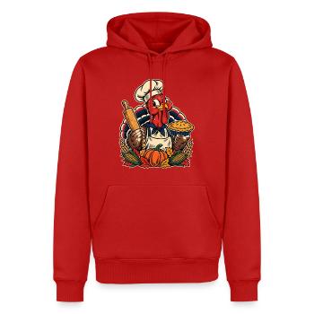Thanksgiving Truthahn Bäcker mit Kürbis-Pie - Männer Premium Bio Hoodie - Rot - Vorne - Nico (187cm)