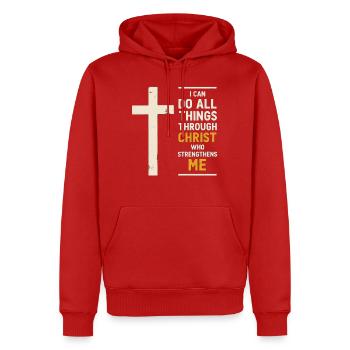 Ich kann alles durch Christus tun, der - Männer Premium Bio Hoodie - Rot - Vorne - Nico (187cm)