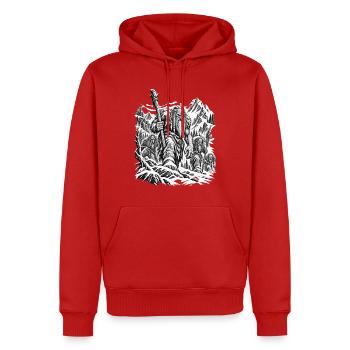 Bergtrolle – Unheimlicher Marsch - Männer Premium Bio Hoodie - Rot - Vorne - Nico (187cm)