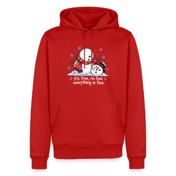 Lustiger Schneemann Frohe Weihnachten Winter-Schnee - Männer Premium Bio Hoodie - Rot - Vorne - Nico (187cm)
