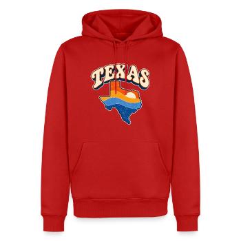 Texas Retro Sonnenuntergang - Männer Premium Bio Hoodie - Rot - Vorne - Nico (187cm)