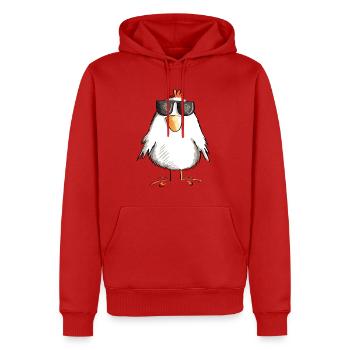 Poulet avec des lunettes de soleil cool - coq - oie - Sweat à capuche Premium bio Homme - rouge - Devant - Nico (187cm)
