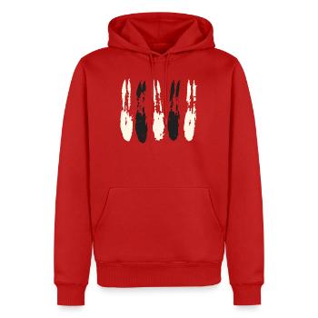 Pinselstrich Muster - Tusche Kontrast Streifen  - Männer Premium Bio Hoodie - Rot - Vorne - Nico (187cm)