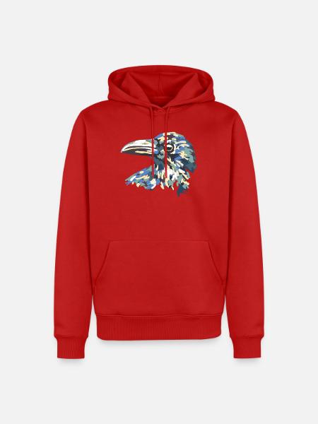 Kunstvoller Tarnvogelkopf - Männer Premium Bio Hoodie - Rot