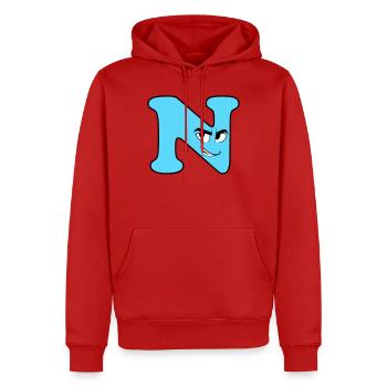 N - Männer Premium Bio Hoodie - Rot - Vorne - Nico (187cm)