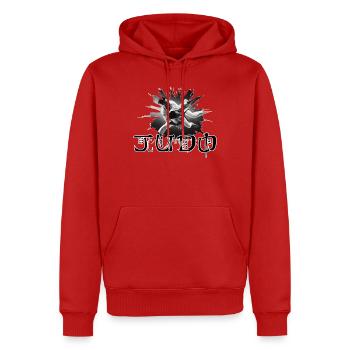 Judo - Sweat à capuche Premium bio Homme - rouge - Devant - Nico (187cm)