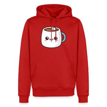 Kawaii Hot Chocolate Mug - Men’s Premium Organic Hoodie - red - Front - Nico (187cm)