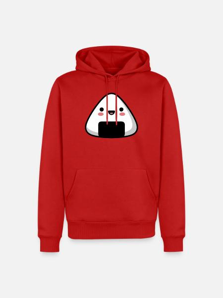 Kawaii Smile Onigiri Süßes Essen - Männer Premium Bio Hoodie - Rot