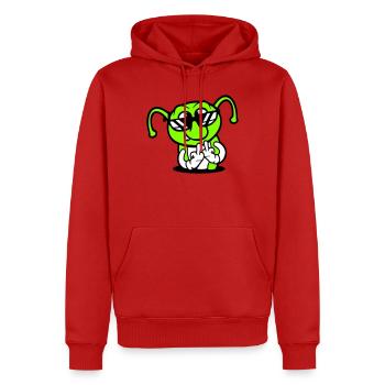 Raupe Mittelfinger Beleidigung Loch Sonnenbrille - Männer Premium Bio Hoodie - Rot - Vorne - Nico (187cm)