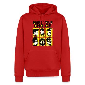 Choix de la coiffure - Sweat à capuche Premium bio Homme - rouge - Devant - Nico (187cm)
