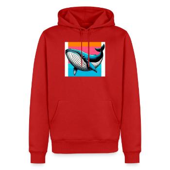 whale - Men’s Premium Organic Hoodie - red - Front - Nico (187cm)