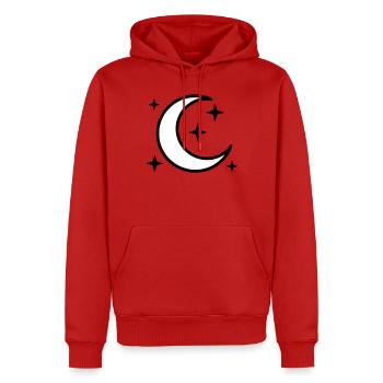 Mondsichel & Sterne | Magische Nacht - Männer Premium Bio Hoodie - Rot - Vorne - Nico (187cm)
