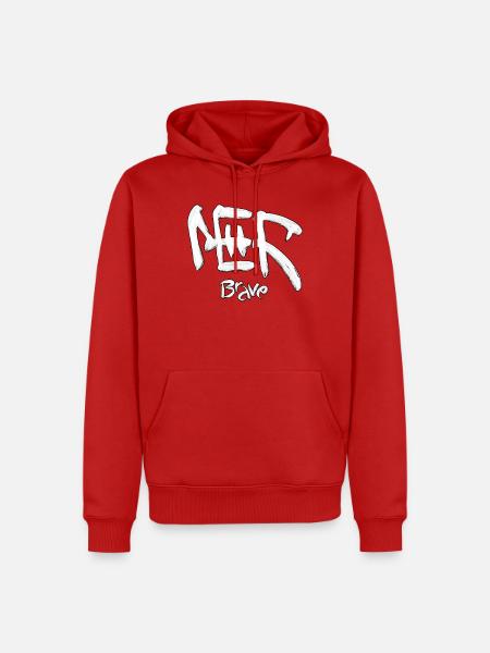 Tapferer Symbol-Pinselstrich auf Schwarz - Männer Premium Bio Hoodie - Rot