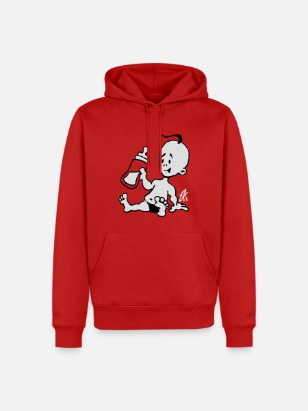 Baby with a milk bottle - Men’s Premium Organic Hoodie - red