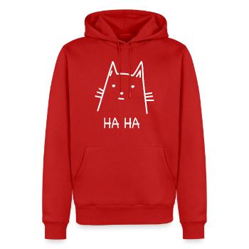 Drôle de chat cadeau haha humour - Sweat à capuche Premium bio Homme - rouge - Devant - Nico (187cm)