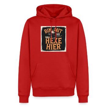 Bin mit der hexe hier - Männer Premium Bio Hoodie - Rot - Vorne - Nico (187cm)