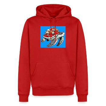 tortue - Sweat à capuche Premium bio Homme - rouge - Devant - Nico (187cm)