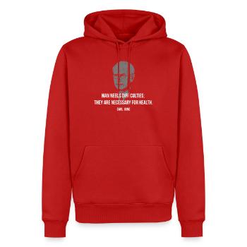 Carl Jung Zitat – Schwierigkeiten heilen Gesundheit - Männer Premium Bio Hoodie - Rot - Vorne - Nico (187cm)