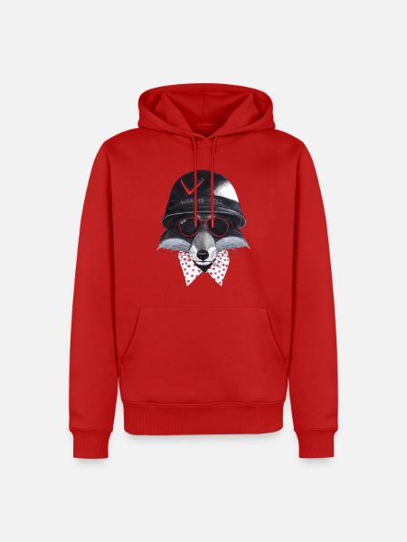 Rebellenfuchs: Helm, rote Brille - Männer Premium Bio Hoodie - Rot
