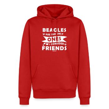Beagle - Men’s Premium Organic Hoodie - red - Front - Nico (187cm)