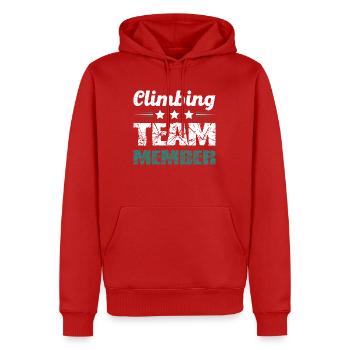 Climbing Team - Männer Premium Bio Hoodie - Rot - Vorne - Nico (187cm)