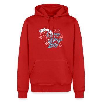Équitation Sport équestre - Sweat à capuche Premium bio Homme - rouge - Devant - Nico (187cm)